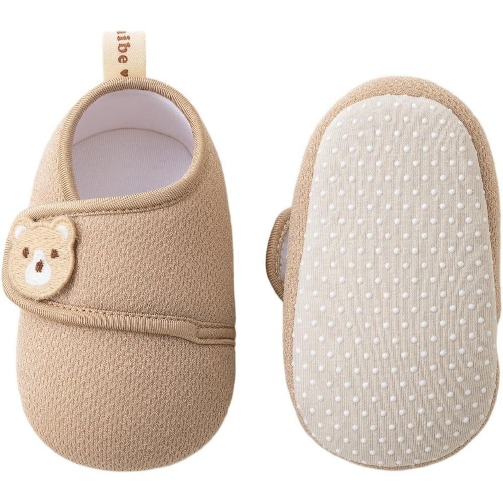 Newborn Infant Boys Girls Khaki Polyester Warm Soft Teady Bear Baby Booties
